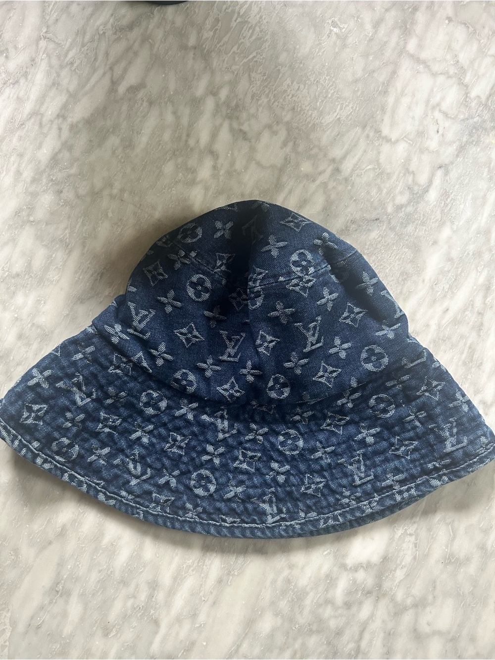 Louis Vuitton Blue Denim Monogram Bucket Hat with Tag